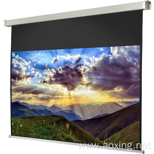 Matte white motorized projector screen wall mount